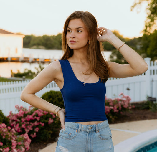 Double Layered Scoop Neck Tank