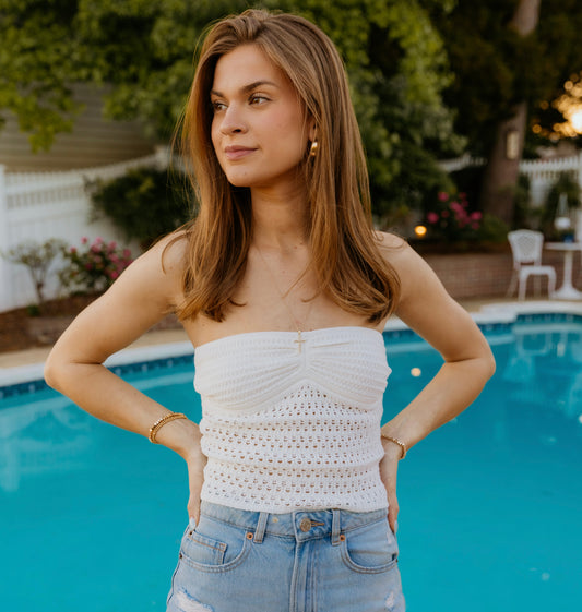 Indy Crochet Tube Top - White