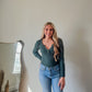 Henley Sweater Top - Hunter Green