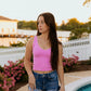 Ribbed Seamless Tank in Pink