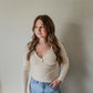 Henley Sweater Top - Oatmeal